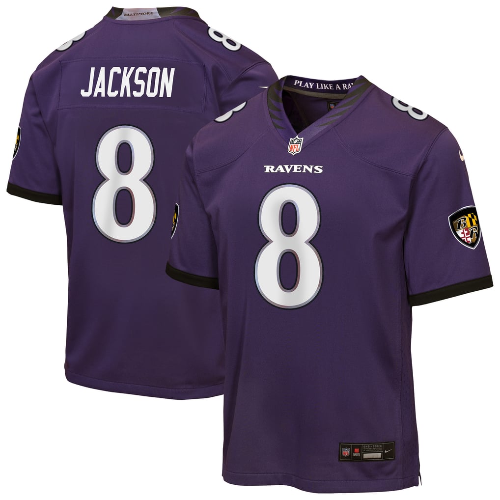 Youth Baltimore Ravens Lamar Jackson Purple Team Game Jersey