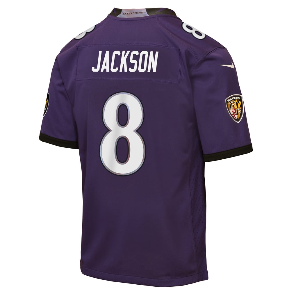 Youth Baltimore Ravens Lamar Jackson Purple Team Game Jersey