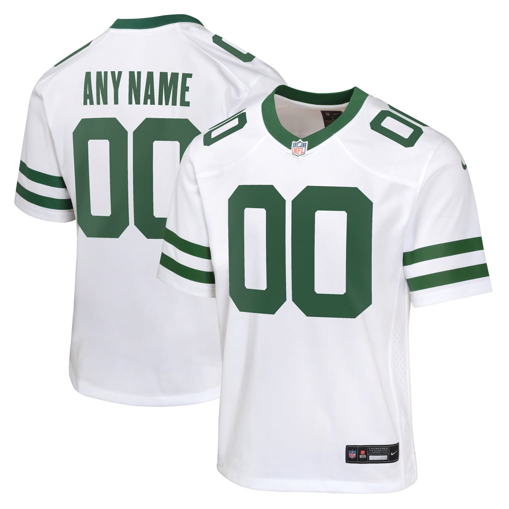 Youth New York Jets Legacy White Custom Game Jersey