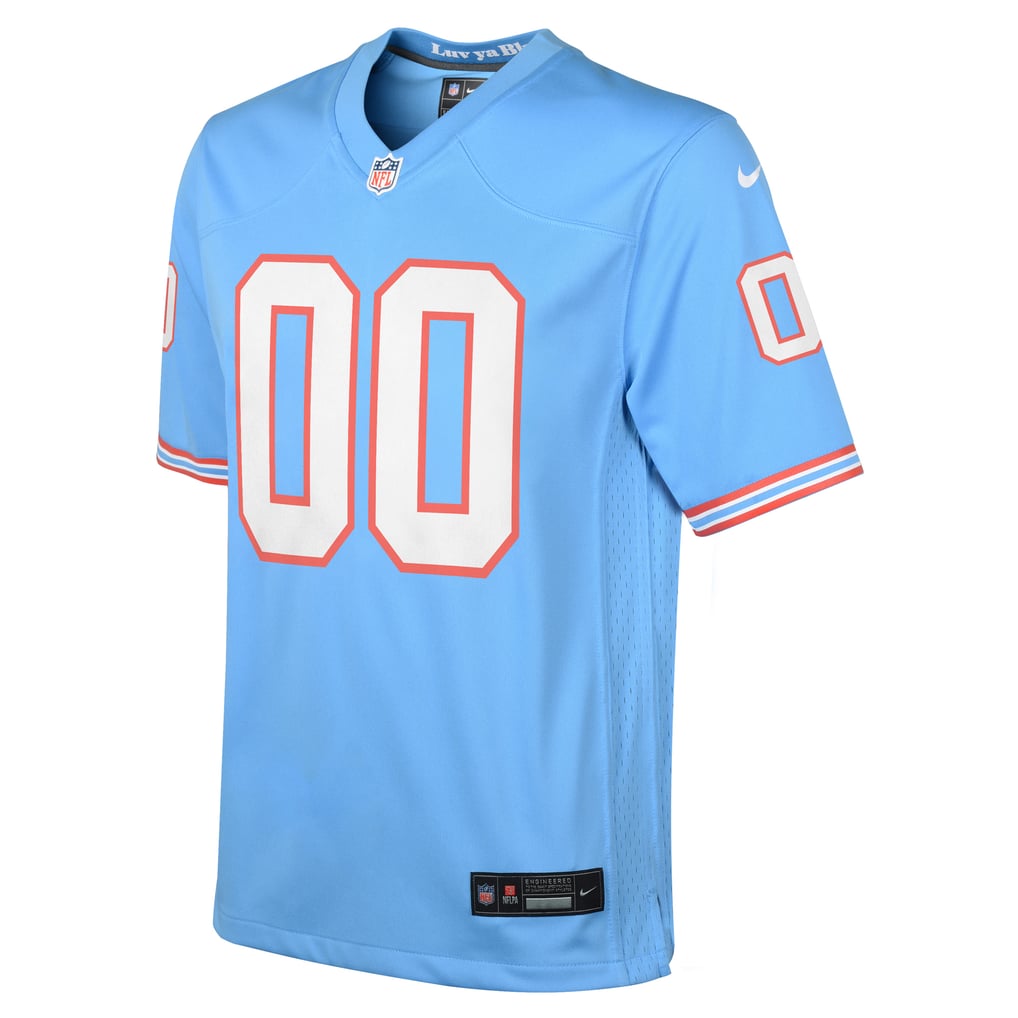 Youth Tennessee Titans Light Blue Oilers Throwback Custom Game Jersey