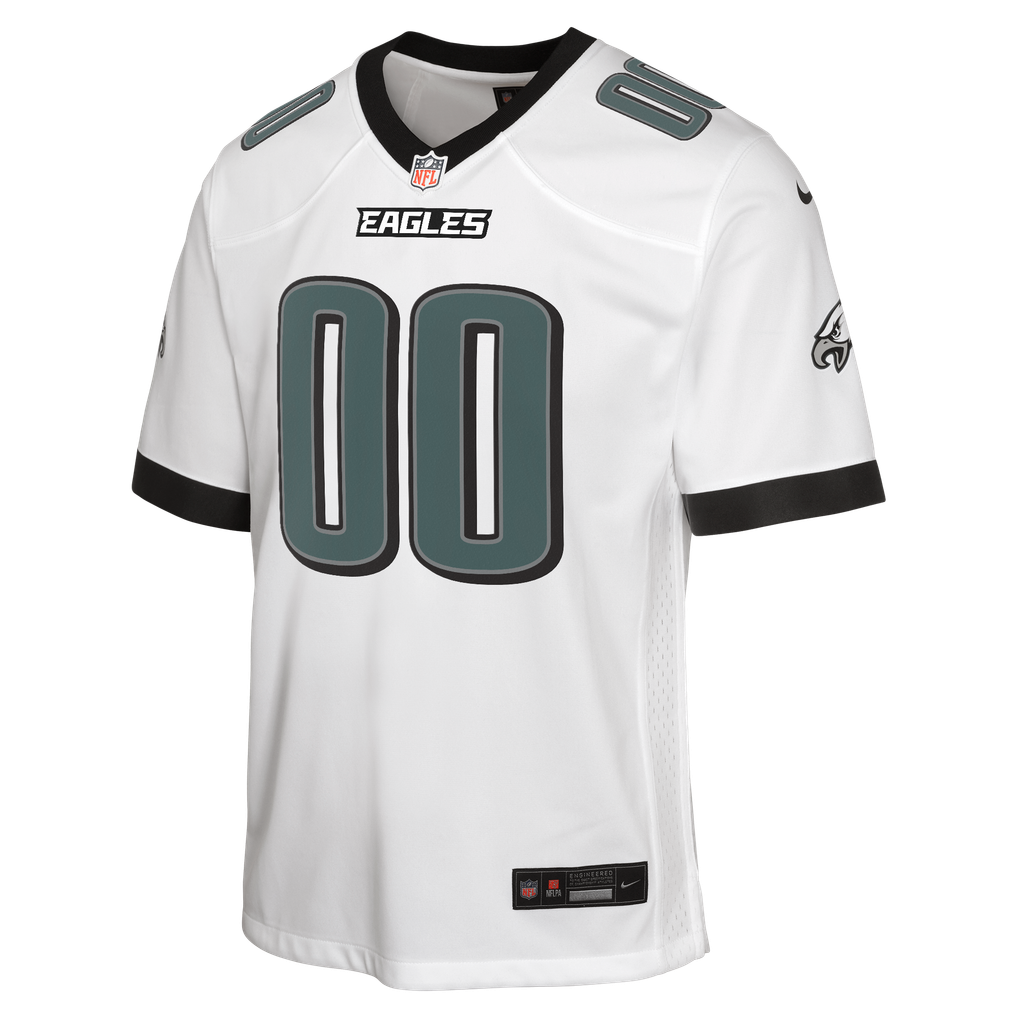 Youth Philadelphia Eagles White Away Custom Game Jersey